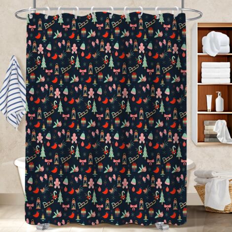 Rideau de douche tissu polyester 180x180 esthétique protection douche pour se sentir en vacances chez soi (1/5)