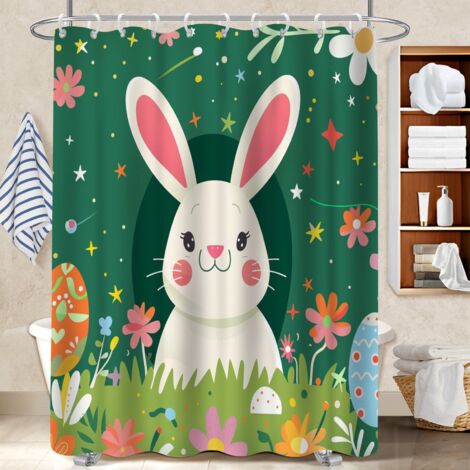 Ensemble rideau de douche polyester avec anneaux 180x180 esthétique bâche polyester douche pour campin (1/5)