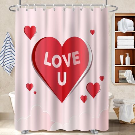 Ensemble rideau de douche polyester avec anneaux 180x180 Évasion polyester pour salle de bain pour famille nombreuse (1/5)