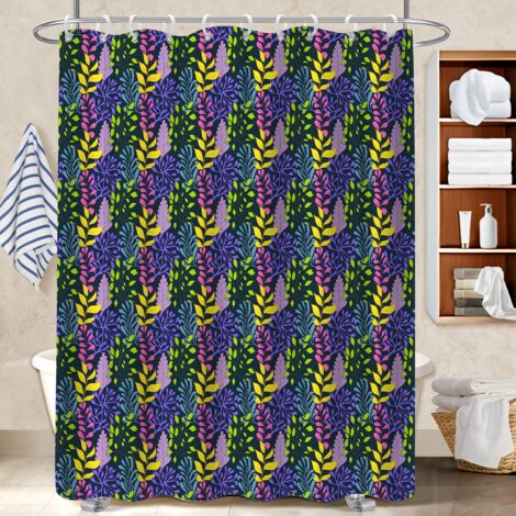 Kit rideau de douche en polyester 180x180 avec œillets polyester pour salle de bain pour une ambiance tropicale et dépaysante (1/5)