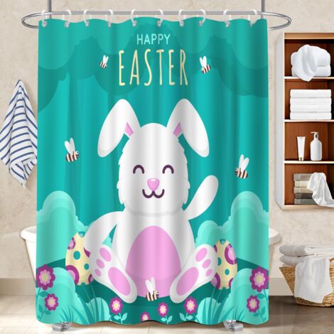 Ensemble rideau de douche polyester avec anneaux 180x180 avec anneaux bâche polyester douche pour dans une salle de bain design (1/5)