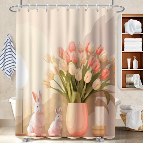 Kit rideau de douche en polyester 180x180 déco d‘intérieur housse de baignoire pour accueillir l’été dans sa maison (1/5)