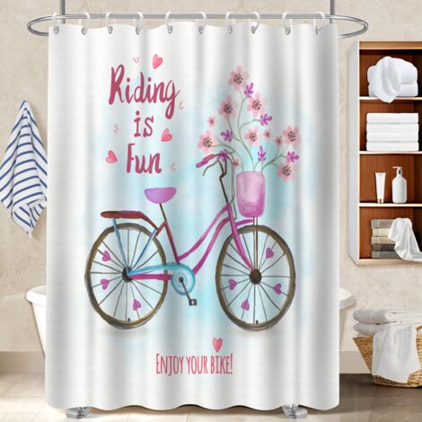 Rideau de bain imprimé polyester 180x180 souple séparation douche pour nouvelle déco pour la rentrée (1/5)