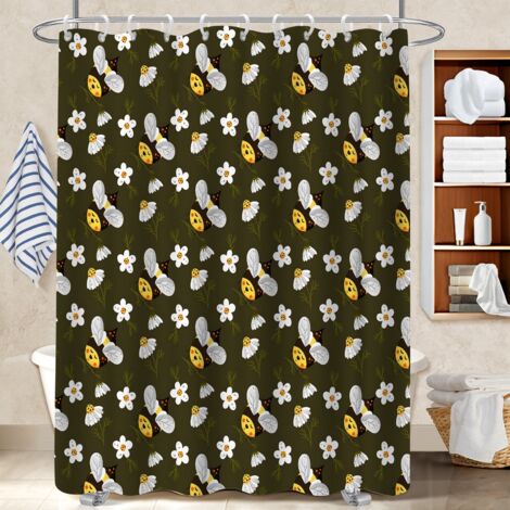 Voile de douche fluide en polyester 180x180 déco d‘intérieur cache baignoire pour avec accessoires assortis (1/5)