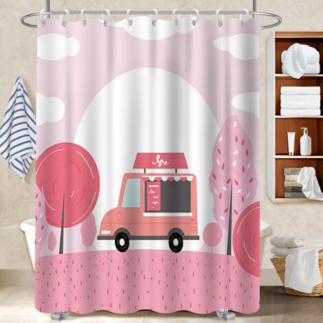Rideau polyester pour douche 180x180 avec anneaux protection douche pour campin (1/5)