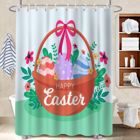 Rideau polyester pour douche 180x180 avec anneaux protection douche pour nouvelle déco pour la rentrée (1/5)