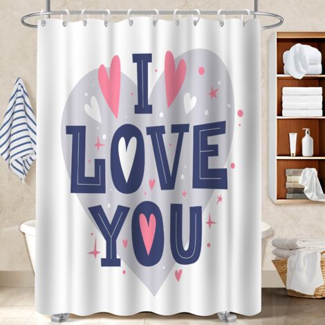 Rideau de douche imperméable en polyester 180x180 À œillets renforcés rideau étanche pour mobi (1/5)