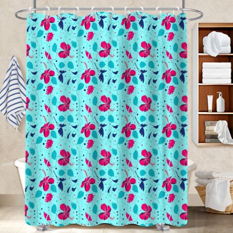 Rideau douche imperméable polyester 180x180 poids lesté protection douche pour une touche de gaieté et de couleur (1/5)