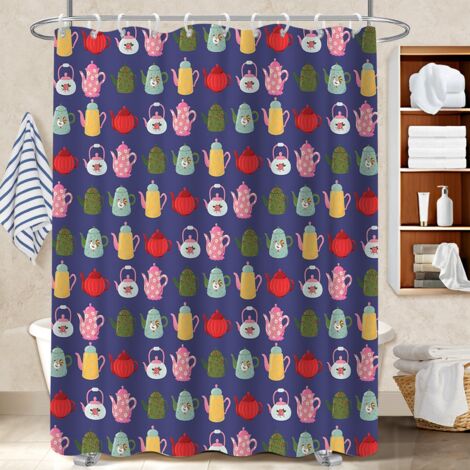 Ensemble rideau de douche polyester avec anneaux 180x180 design voile de douche pour personne allergique (1/5)