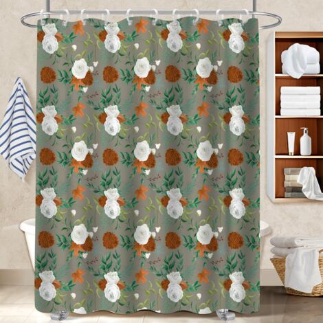 Ensemble rideau de douche polyester avec anneaux 180x180 avec 12 œillets cache baignoire pour une colocation (1/5)