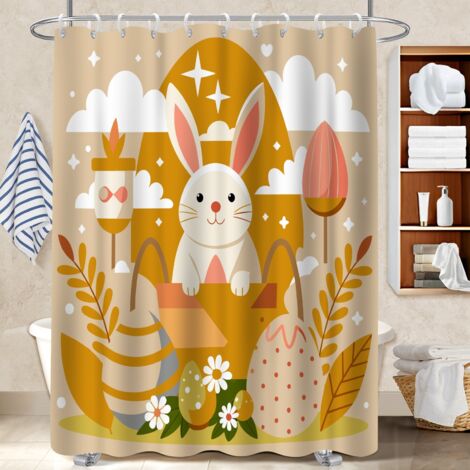 Rideau de douche imperméable en polyester 180x180 bordure lestée polyester pour salle de bain pour mobi (1/5)