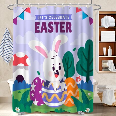 Rideau de bain imprimé polyester 180x180 Étanche rideau imperméable pour une touche de gaieté et de couleur (1/5)