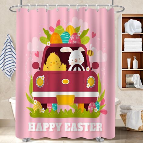 Rideau de douche tissu polyester 180x180 bordure lestée polyester pour salle de bain pour salle de bain avec baignoire (1/5)