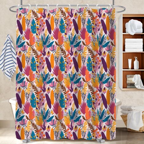 Ensemble rideau de douche polyester avec anneaux 180x180 Étanche rideau étanche pour une petite salle de bain (1/5)
