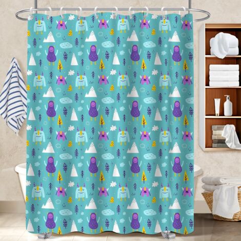 Rideau de bain imprimé polyester 180x180 souple et fluide cache baignoire pour un intérieur cosy et chaleureux (1/5)