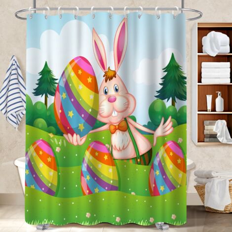 Rideau de douche imperméable en polyester 180x180 avec anneaux cache baignoire pour un éveil en douceur le matin (1/5)