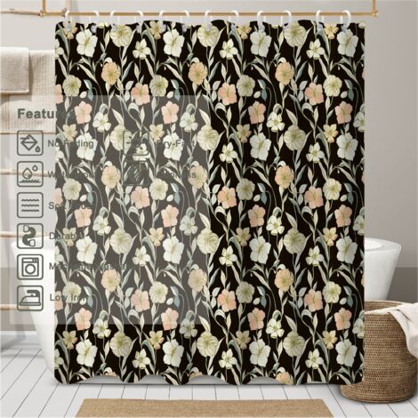 Cache Rideau Polyster Kit rideau de douche en polyester 180x180 avec œillets cache baignoire ...