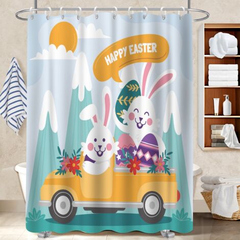 Kit rideau de douche en polyester 180x180 avec anneaux séparation douche pour hôtel / airbnb (1/5)