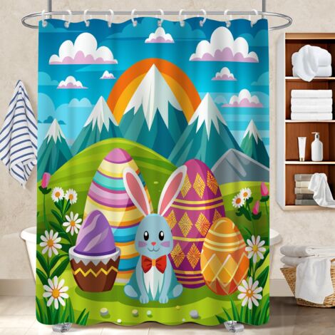 Rideau de douche tissu polyester 180x180 tissu respirant polyester pour salle de bain pour logement étudiant (1/5)