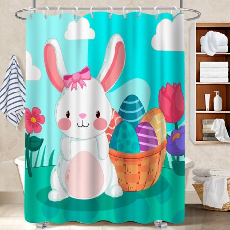 Ensemble rideau de douche polyester avec anneaux 180x180 design bâche de douche pour créer une ambiance spa (1/5)