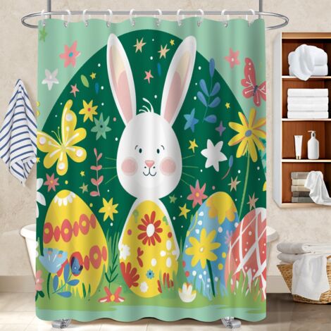 Rideau de bain en polyester 180x180 bordure lestée protection douche pour les fêtes de fin d’année (1/5)