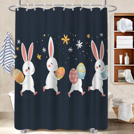 Rideau de douche tissu polyester 180x180 Épais protection douche pour salle d’eau sans fenêtre (1/5)