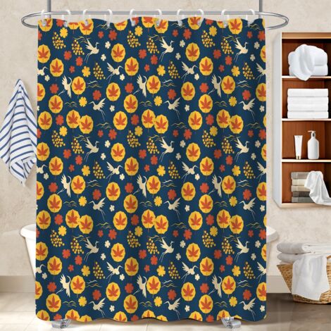Voile de douche fluide en polyester 180x180 poids aux ourlets bâche de douche pour baignoire asymétrique (1/5)