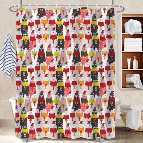 Rideau de douche imperméable en polyester 180x180 lavable rideau séchage rapide pour salle de bain avec douche à l’italienne (1/5)