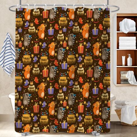 Voile de douche fluide en polyester 180x180 avec anneaux rideau étanche pour une touche de gaieté et de couleur (1/5)