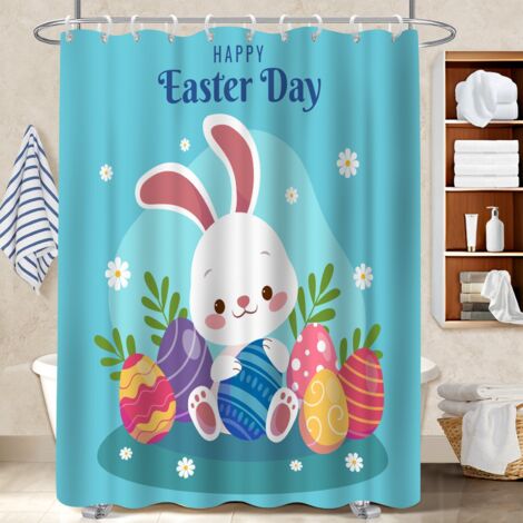 Ensemble rideau de douche polyester avec anneaux 180x180 avec œillets cache baignoire pour les amateurs de déco (1/5)
