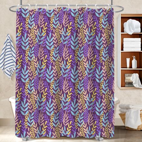 Voile de douche polyester 180x180 imperméable polyester pour salle de bain pour baignoire asymétrique (1/5)