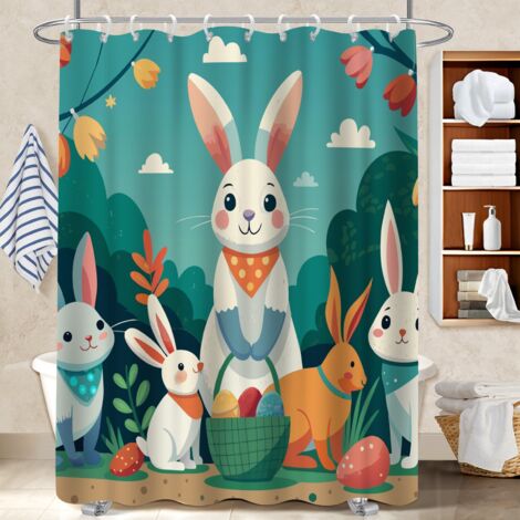 Kit rideau de douche en polyester 180x180 bordure lestée séparation douche pour préparer la maison avant l’arrivée d’invités (1/5)