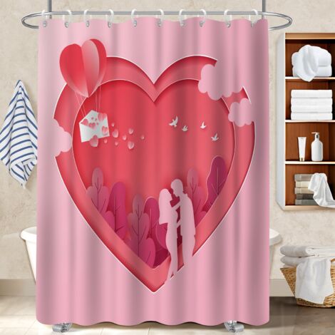 Voile de douche polyester 180x180 infroissable rideau étanche pour baignoire asymétrique (1/5)