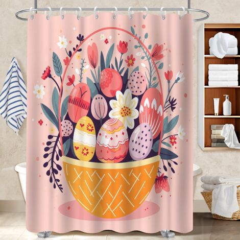 Rideau polyester pour douche 180x180 À œillets renforcés cache baignoire pour famille nombreuse (1/5)