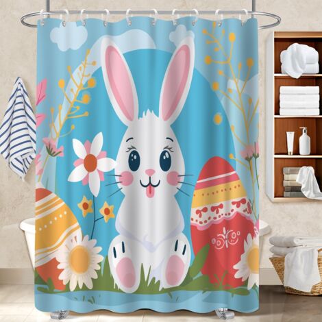 Kit rideau de douche en polyester 180x180 artistique protection douche pour maison de vacances au bord de la mer (1/5)
