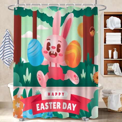 Kit rideau de douche en polyester 180x180 avec œillets housse de baignoire pour nouvelle déco pour la rentrée (1/5)