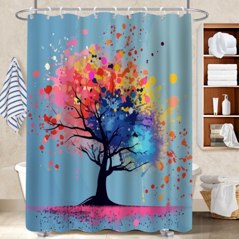 Ensemble rideau de douche polyester avec anneaux 180x180 Élégant rideau séchage rapide pour éviter les moisissures dans une pièce humide (1/5)