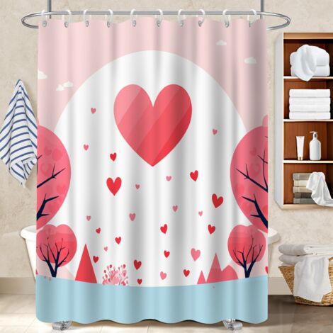 Ensemble rideau de douche polyester avec anneaux 180x180 stylé voile de douche pour protéger le sol des éclaboussures efficacement (1/5)