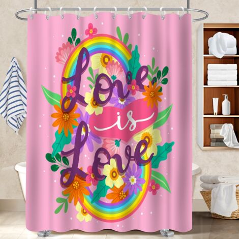 Kit rideau de douche en polyester 180x180 déco d‘intérieur rideau imperméable pour salle de bain avec douche à l’italienne (1/5)