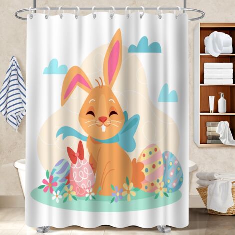 Ensemble rideau de douche polyester avec anneaux 180x180 avec 12 œillets bâche de douche pour personne à mobilité réduite (1/5)
