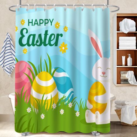Rideau de douche tissu polyester 180x180 stylé voile de douche pour maison de vacances au bord de la mer (1/5)