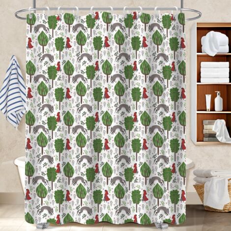 Ensemble rideau de douche polyester avec anneaux 180x180 imprimé protection douche pour offrir à noël ou un anniversaire (1/5)