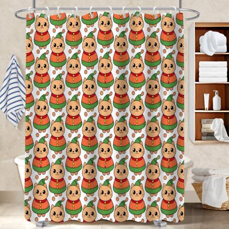 Kit rideau de douche en polyester 180x180 imprimé cache baignoire pour jeune couple emménageant (1/5)