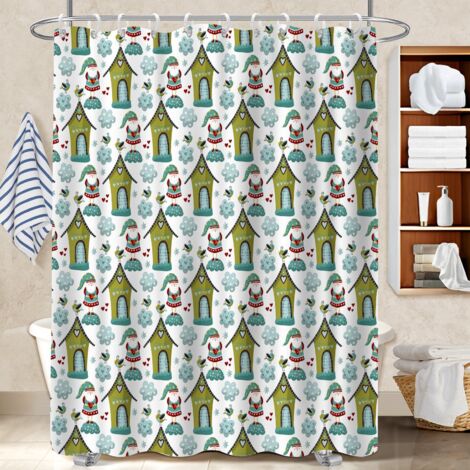 Kit rideau de douche en polyester 180x180 bordure lestée rideau étanche pour cabine de douche (1/5)