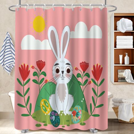 Rideau de douche en polyester 180x180 résistant rideau séchage rapide pour mur irrégulier (1/5)