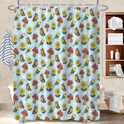 Rideau de douche tissu polyester 180x180 pratique séparation douche pour maison de campagne (1/5)