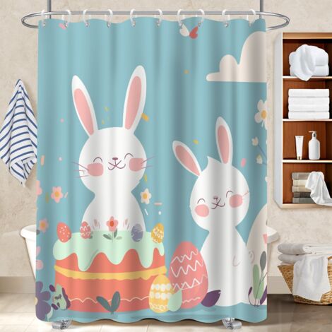 Ensemble rideau de douche polyester avec anneaux 180x180 Évasion housse de baignoire pour se sentir en vacances chez soi (1/5)