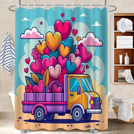Rideau de bain imprimé polyester 180x180 pratique rideau imperméable pour logement étudiant (1/5)