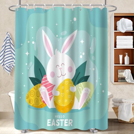 Rideau de douche tissu polyester 180x180 poids lesté rideau imperméable pour les amateurs de déco (1/5)