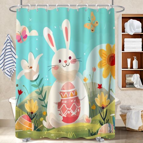 Rideau de douche imperméable en polyester 180x180 souple et fluide rideau séchage rapide pour famille nombreuse (1/5)